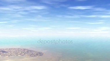 Yabancı gezegen. Kayalar ve göl. Animasyon. 4k