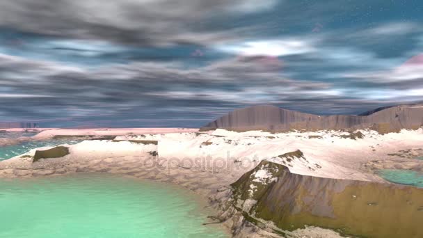 Stranger planet. Rocks and lake. Animation. 4 — Stock Video