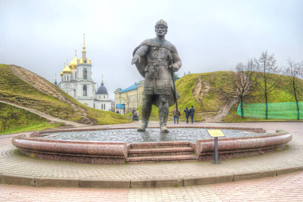 Sity Dmitrov. Statue of Russian Grand Prince Yuri Dolgorukiy 
