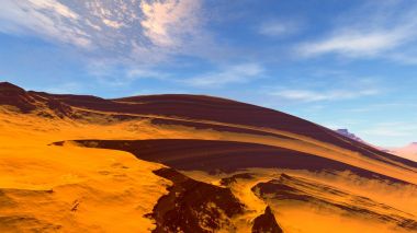 Yabancı gezegen. Kayalar ve gökyüzü. 3D render  