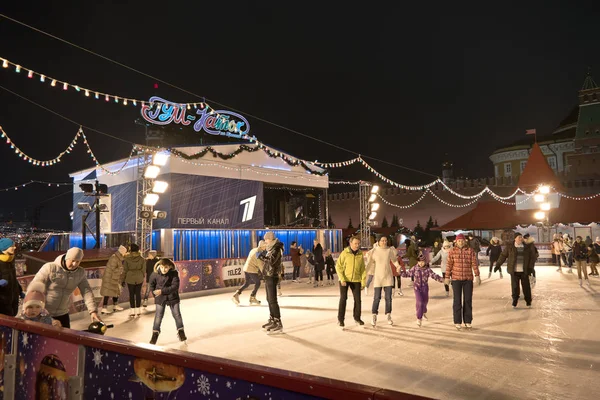 Skating rink on Red square — Stock Photo, Image