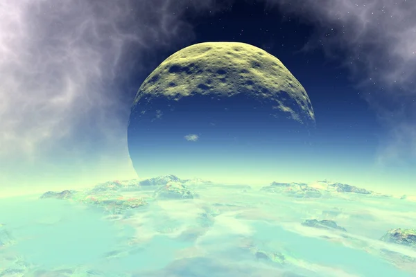Açık alanda yabancı gezegenler. 3D render — Stok fotoğraf