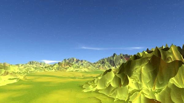 エイリアンの惑星。岩と空。3 d レンダリング — ストック写真