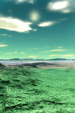 Yabancı gezegen. Dağ. 3D render 