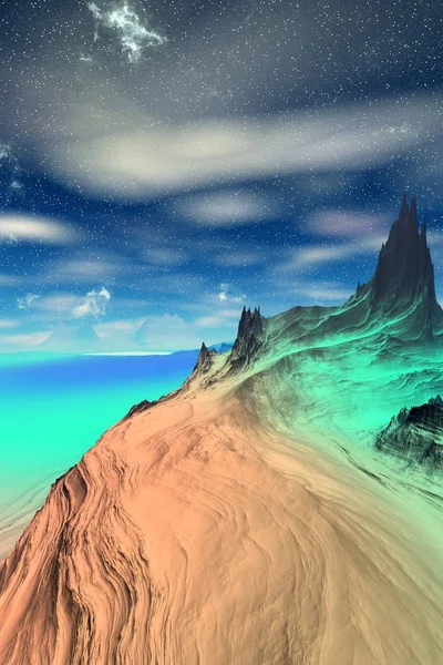 Alien Planet. Mountain. 3D rendering — Stock Photo, Image