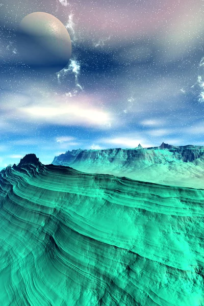 Планета пришельцев. Гора. 3D рендеринг — стоковое фото