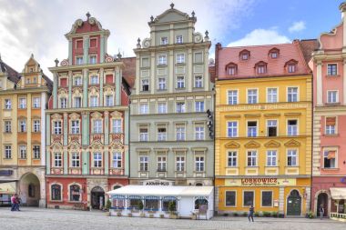 Wroclaw. Pazar Meydanı eski evleri