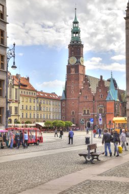 Wroclaw. Pazar Meydanı eski evleri