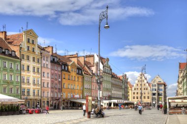 Wroclaw. Pazar Meydanı eski evleri