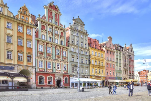 Wroclaw. Antiche case in Piazza del Mercato — Foto Stock