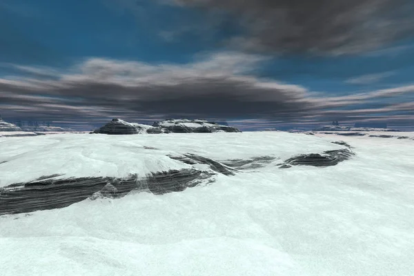 Planeta Alienígena. Montanha. Renderização 3D — Fotografia de Stock