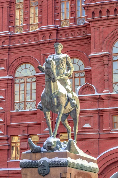 Moscow. Monument to Marshal Zhukov G.K. on Manezhnaya Square — Stock Photo, Image