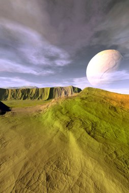 Yabancı gezegen. Dağ. 3D render