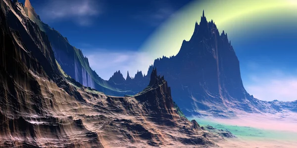 Alien Planet. Mountain. 3D rendering — Stock Photo, Image