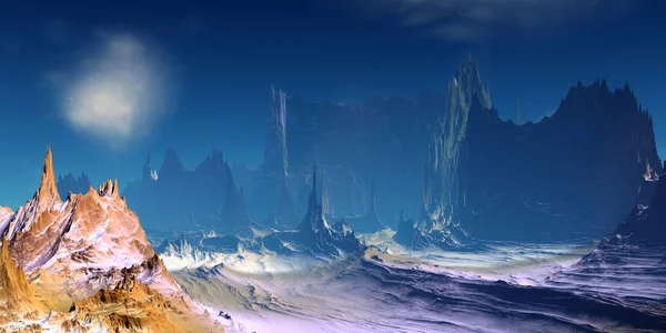 Cizí planety. Hora. 3D vykreslování — Stock fotografie