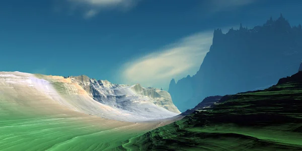 Främmande Planet. Berget. 3D-rendering — Stockfoto