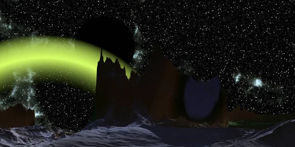 Планета пришельцев. Гора. 3D рендеринг — стоковое фото