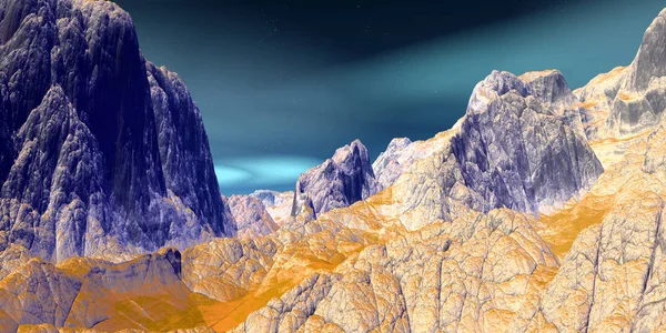 Чужій планеті. Гора. 3D-рендерінг — стокове фото