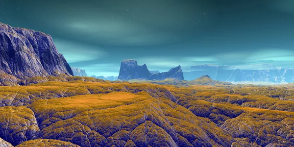 Alien Planet. Mountain. 3D rendering — Stock Photo, Image