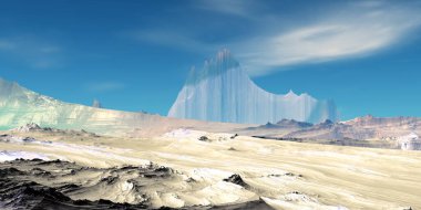 Yabancı gezegen. Dağ. 3D render 