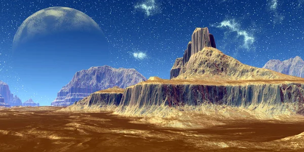 Alien Planet. Mountain. 3D rendering — Stock Photo, Image