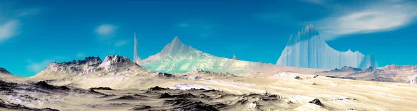 Alien Planet. Mountain. Panorama. 3D rendering — Stock Photo, Image