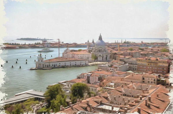 ヴェネツィア。写真の模倣。油絵具。イラスト — ストック写真