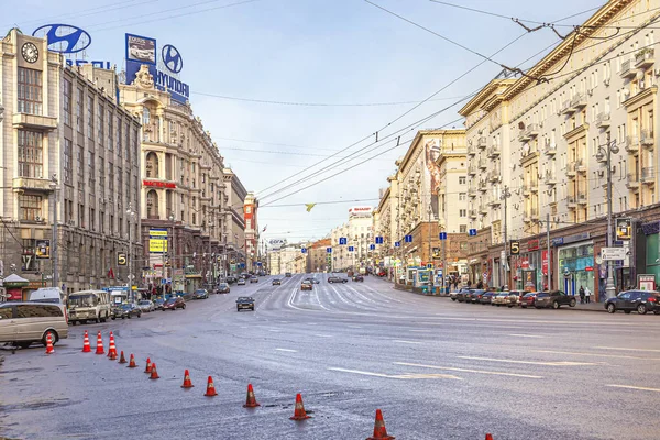 Cidade de Moscovo. Rua Tverskaya — Fotografia de Stock