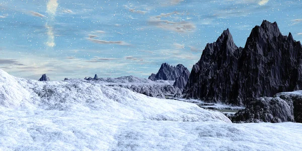 Fantasy Främmande Planet Berget Illustration — Stockfoto