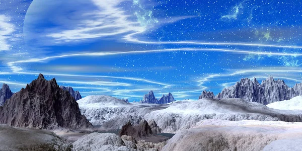 Fantasy Alien Planet Mountain Illustration — Stock Photo, Image