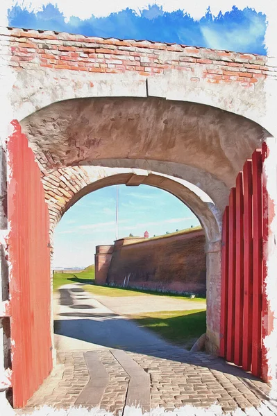 丹麦Oresund海峡沿岸的古城堡 帆布上的油画 图片与照片 模仿绘画 说明1 — 图库照片