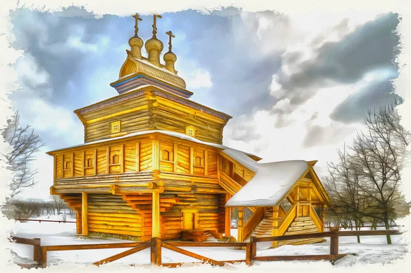 Kolomenskoye George Victorious Church 1685 Peinture Huile Sur Toile Photo — Photo