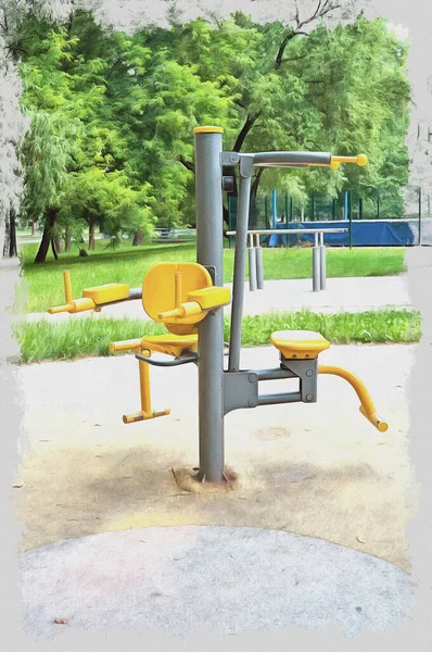 Moskova Şehrinin Parkında Spor Için Ücretsiz Simülatör Mevcut Tuval Üzerine — Stok fotoğraf