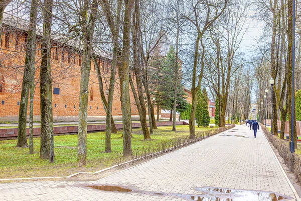 Smolensk Russia March 2020 Repaired Part Old Fortress Wall Smolensk — Stock Photo, Image