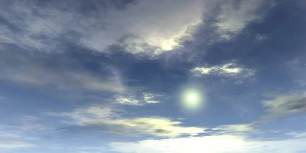 Sole Uno Sfondo Nuvole Nel Cielo Illustrazione — Foto Stock