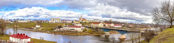 Uitzicht Stad Grodno Vanaf Oevers Van Rivier Neman Panorama — Stockfoto