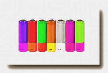 Tuval üzerine yağlı boya. Fotoğraflı resim, resmin taklidi. İllüzyon. Elektrik enerjisinin kimyasal kaynağı 