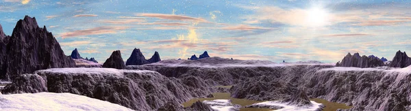 Fantasy alien planet. Mountain. 3D illustration