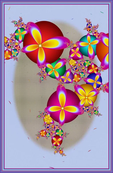 Blomma Ramen Bilden Abstrakt Fraktal Datorgrafik Illustration — Stockfoto