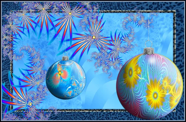 Frattale Capodanno Luminoso Con Palle Palla Festive Grafica Frattale Illustrazione — Foto Stock