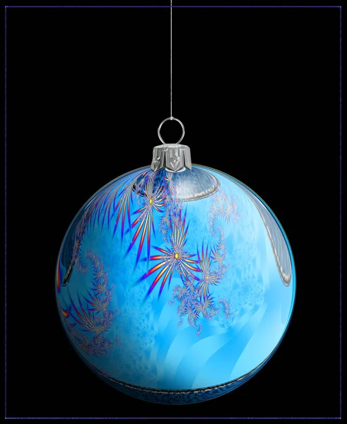 Bright Christmas Tree Decoration Fractal Graphics Christmas Ball Balls Black — Stock Photo, Image
