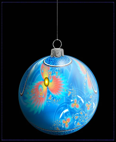 Bright Christmas Tree Decoration Fractal Graphics Christmas Ball Balls Black — Stock Photo, Image