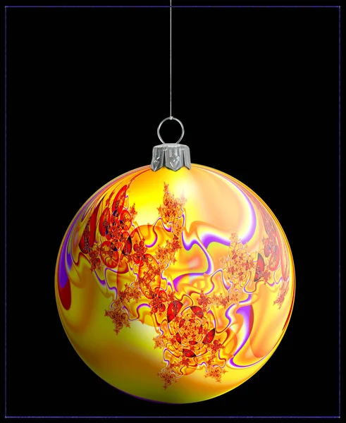 Φωτεινή Διακόσμηση Χριστουγεννιάτικου Δέντρου Fractal Γραφικά Χριστουγεννιάτικες Μπάλες Μαύρο Φόντο — Φωτογραφία Αρχείου