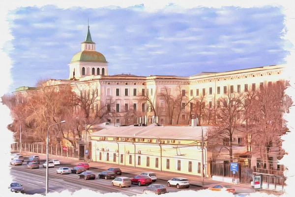 Oil Paint Canvas Picture Photo Imitation Painting Illustration Road Moskvoretskaya — Stock Photo, Image