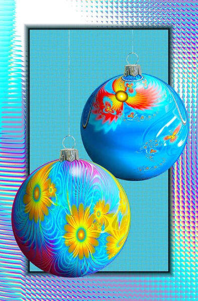 Fraktális Karácsonyi Golyókkal Számítógépes Grafika Illusztráció — Stock Fotó