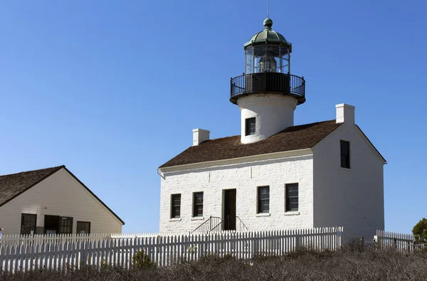 历史旧点 Loma Lighthouse 在卡布里洛国家阿库市场 — 图库照片