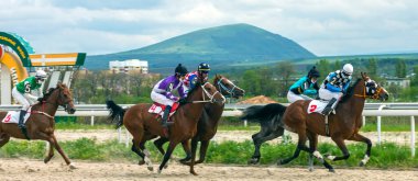 PYATIGORSK, RUSSIA - 10 Mayıs 2020: Pyatigorsk hippodromunun 