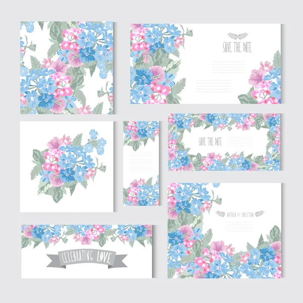 Conjunto de tarjetas florales — Vector de stock