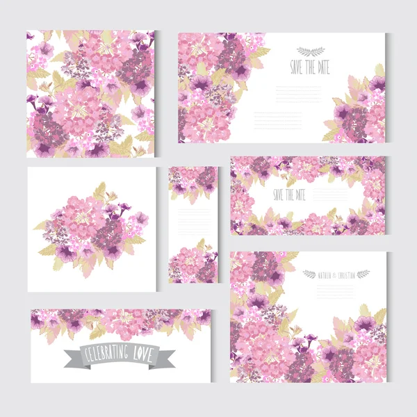 Conjunto de tarjetas florales — Vector de stock