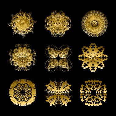 Altın kar taneleri kümesi